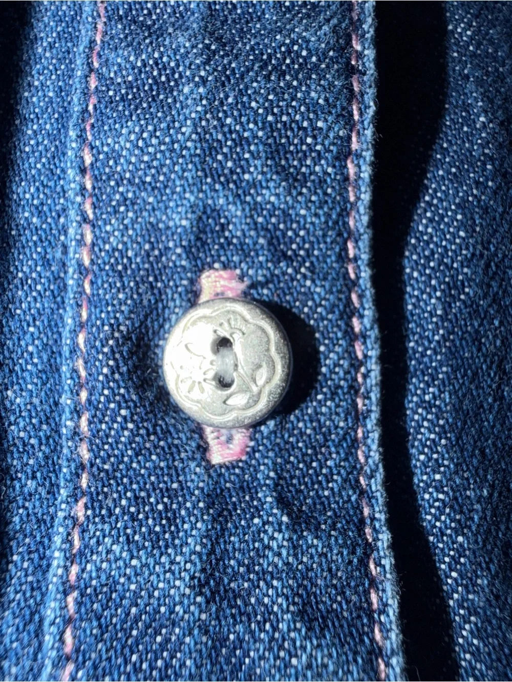 Vintage Carter's Navy Blue Denim Bunny Embroidered Dress Baby 6-9 Months